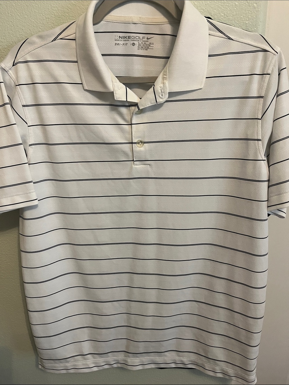 Nike White Polo with Thin Black Stripes